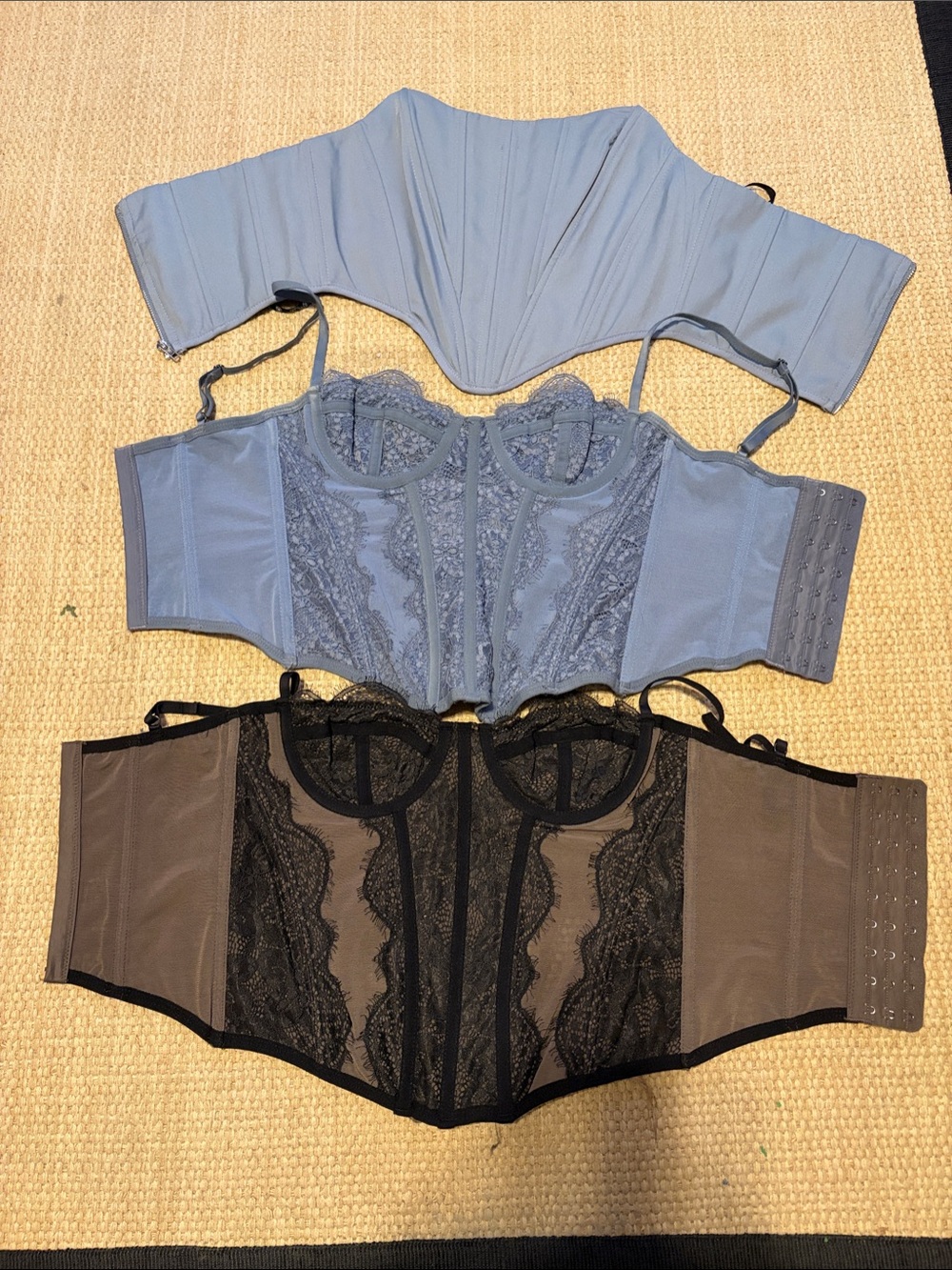 Misguided and Out From Under Light Blue Lace Bustier Corset Tops